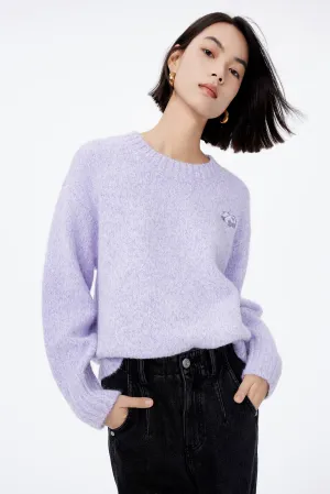 LILY Fun Embroidered Round Neck Sweater