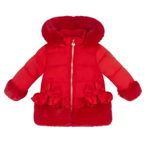 Little A - Faux fur padded jacket, red