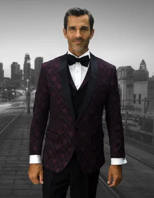 LOOK VIII BURGUNDY 3 PC MODERN FIT TUXEDO