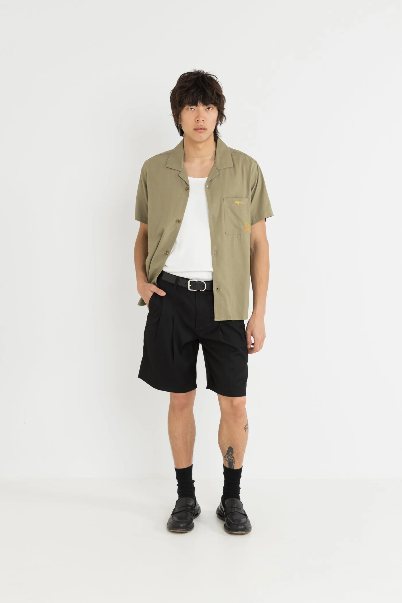 Louie Woven Ss Shirt Moss