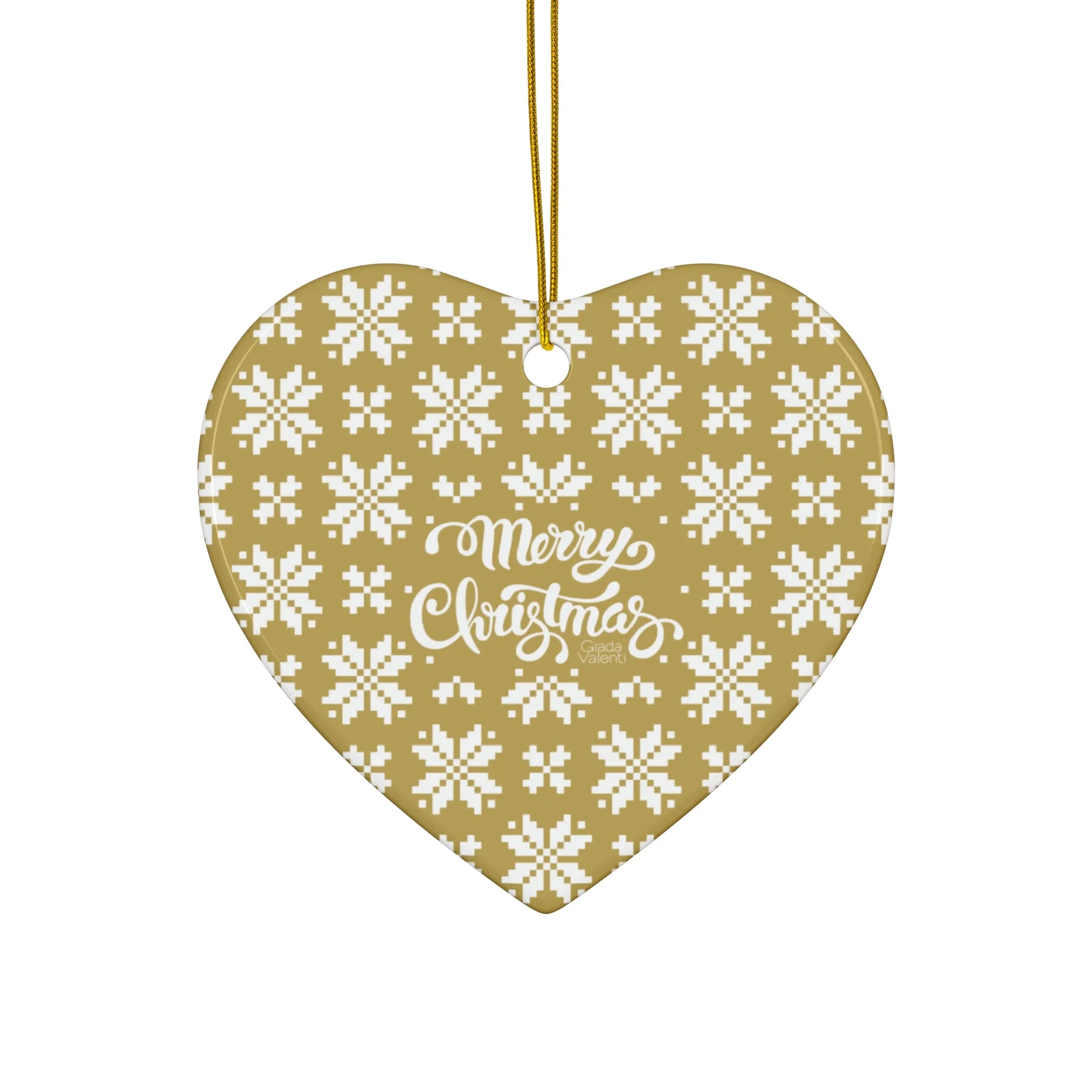 Merry Christmas Ceramic Ornament with Italian Design print | Gold | Giada Valenti Collection