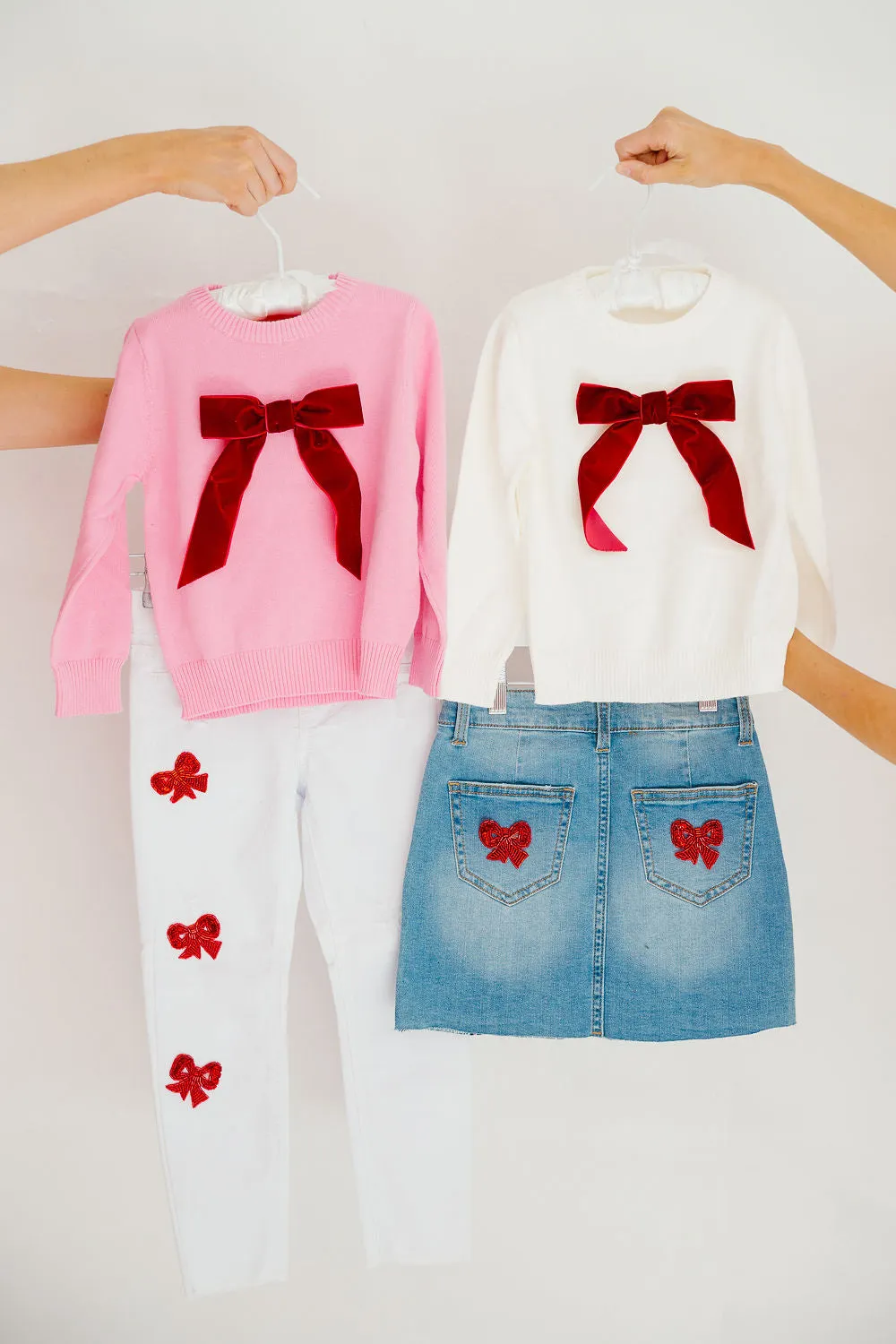 MINI KIDS VELVET BOW SWEATERS