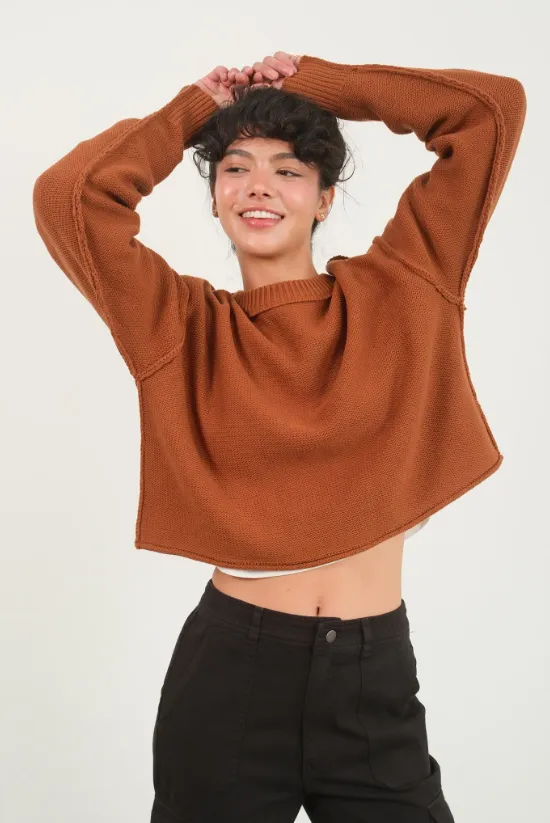 Mya Cropped Oversized Knit Sweater