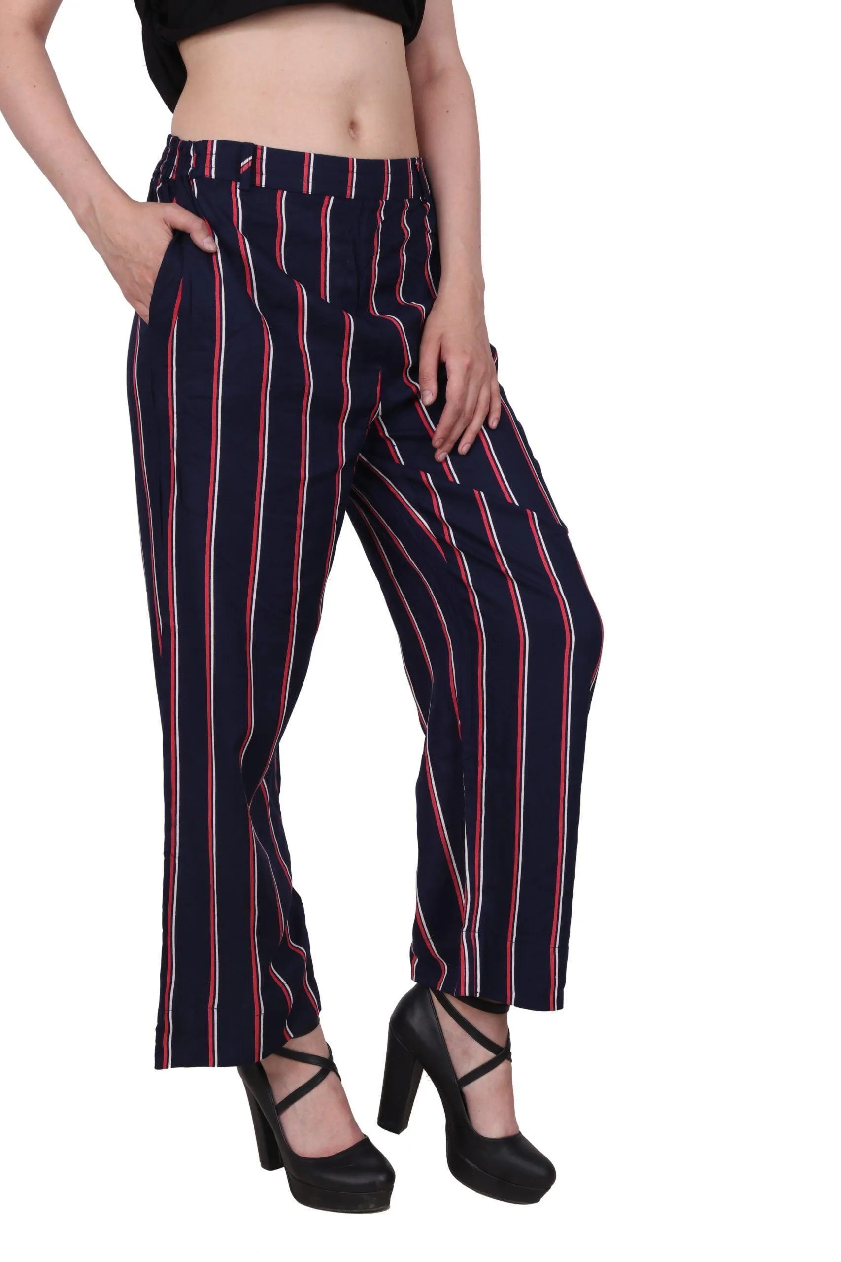 Navy Blue Striped Pants