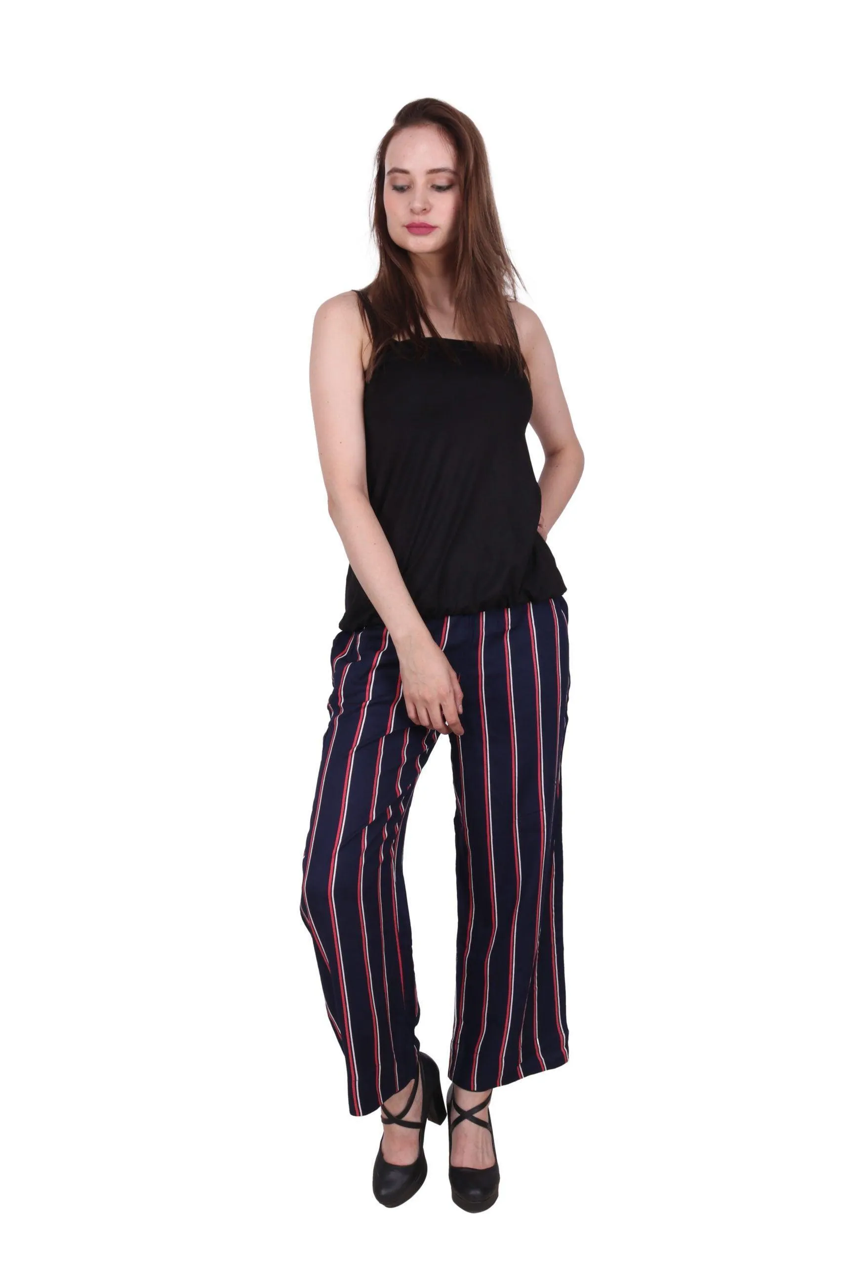 Navy Blue Striped Pants