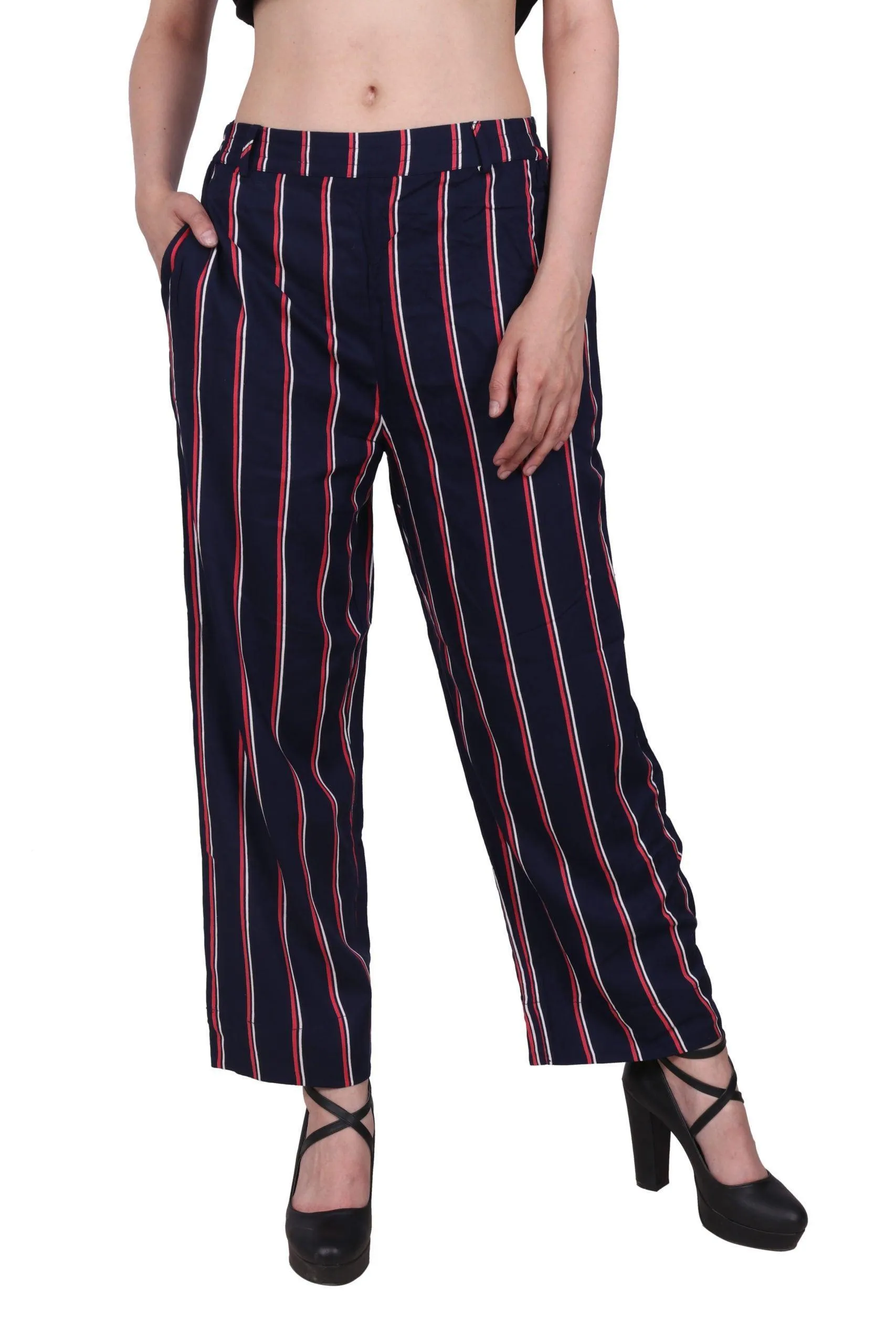 Navy Blue Striped Pants