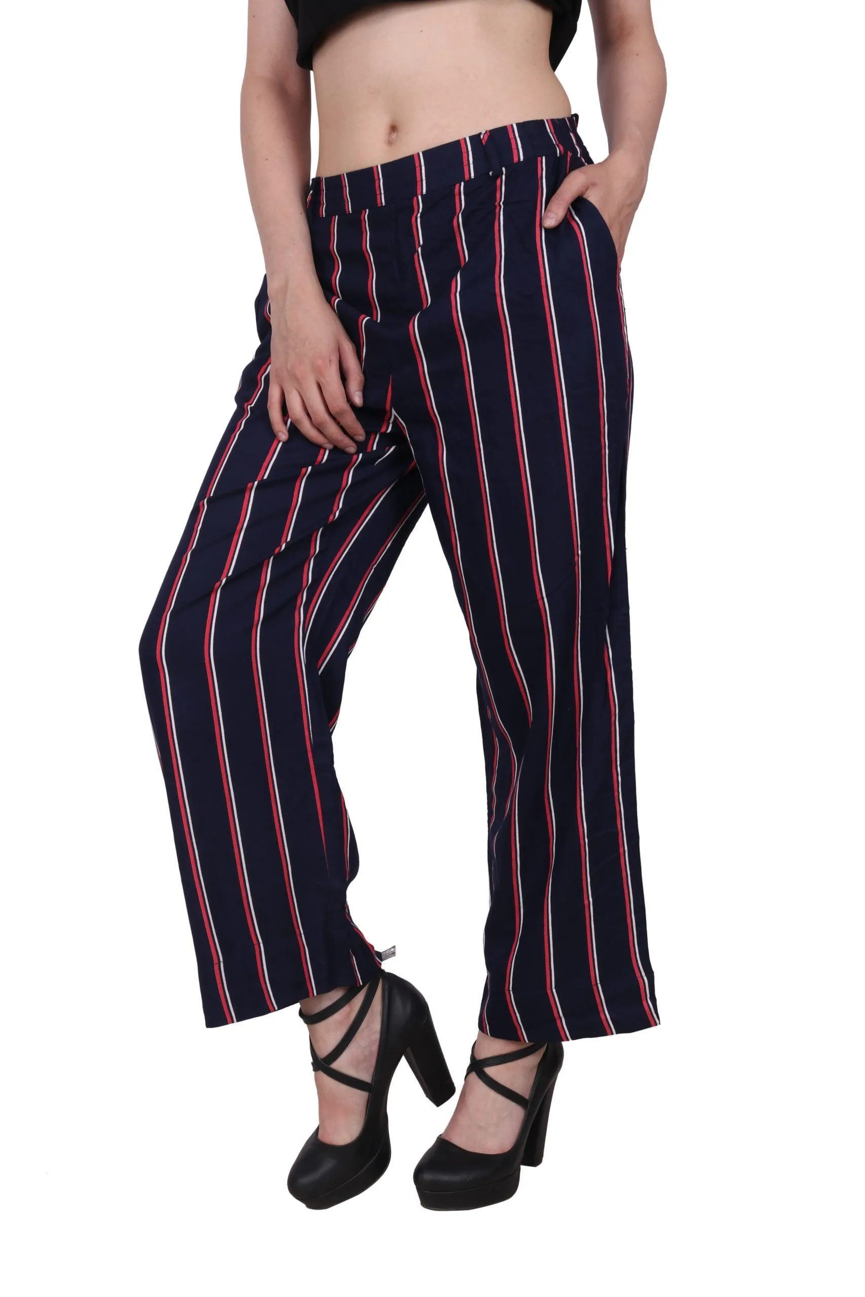 Navy Blue Striped Pants