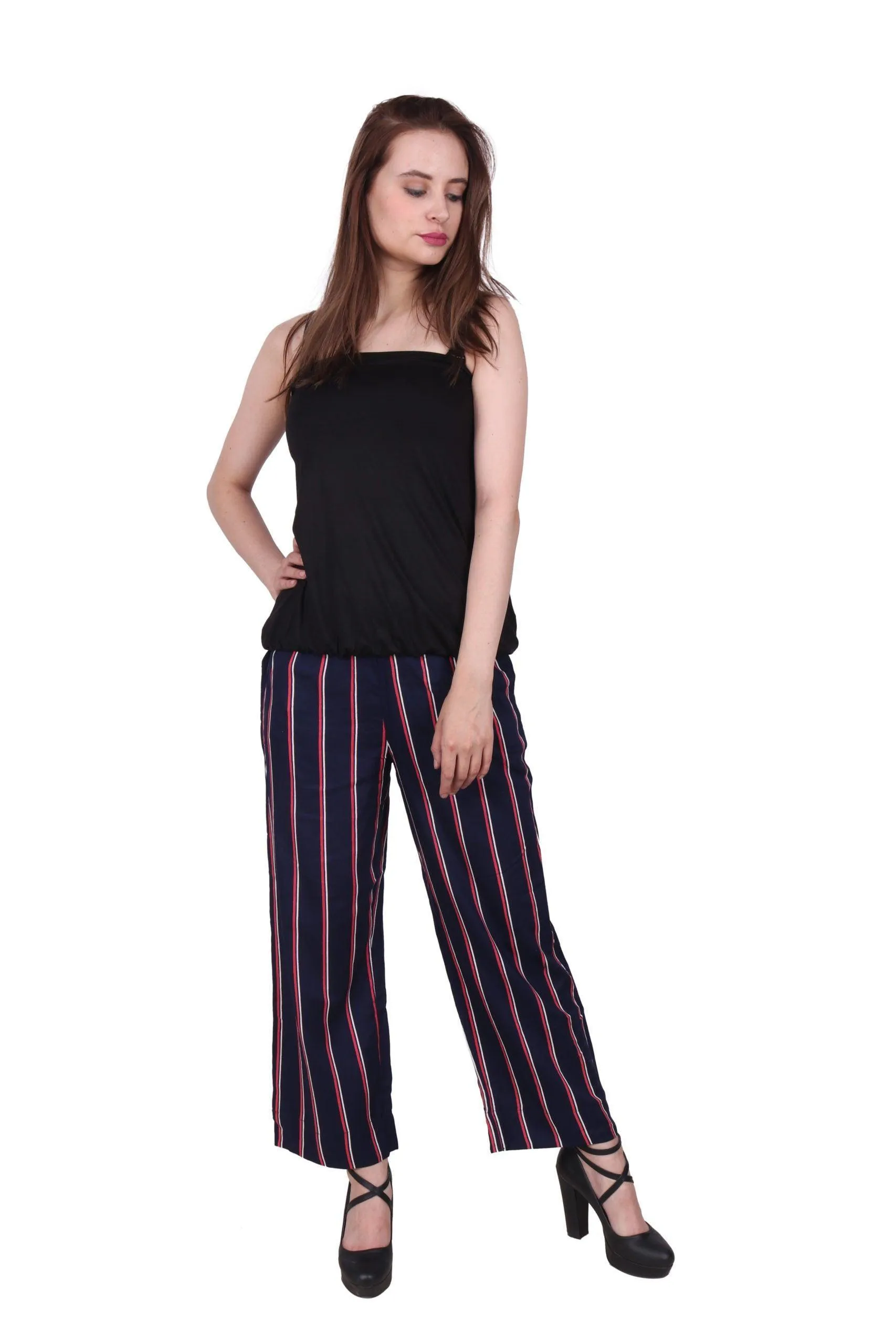 Navy Blue Striped Pants