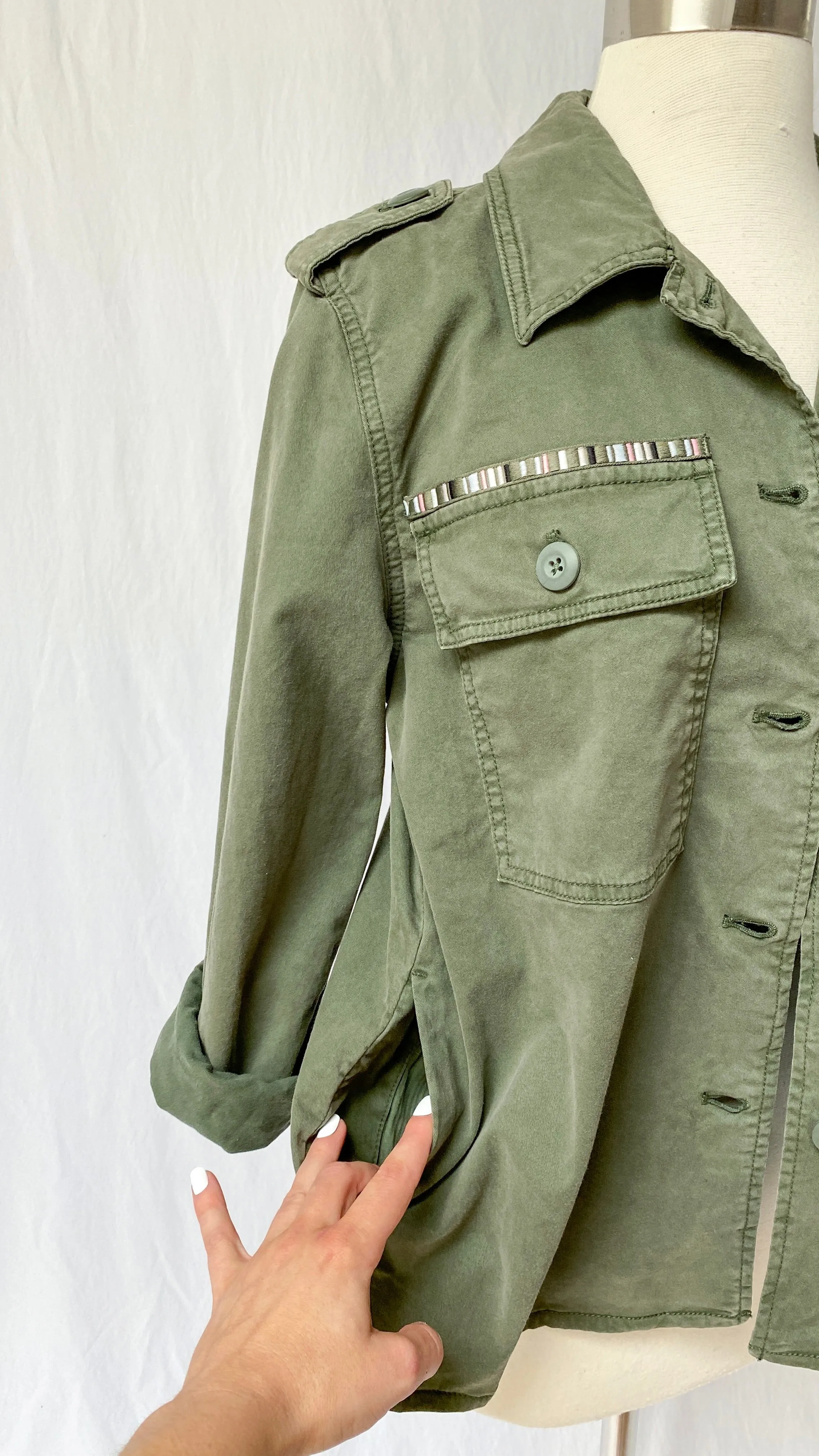 NEW Gap Olive Khaki Utility Button Down Jacket (S)