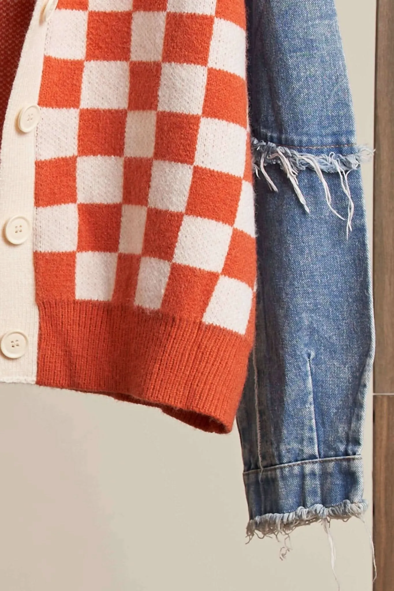 Orange Casual Knit Cardigan