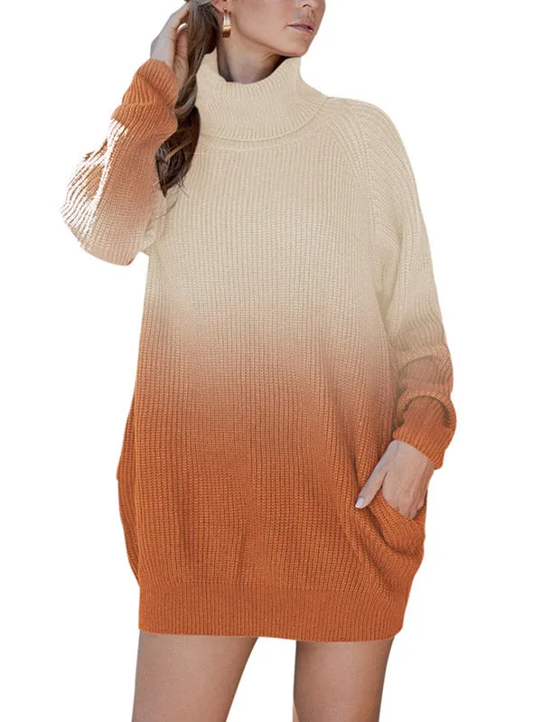 Pinkqueen Oversized Sweater Dress Long Sleeve Turtleneck Dress