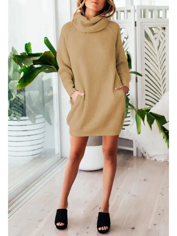 Pinkqueen Oversized Sweater Dress Long Sleeve Turtleneck Dress