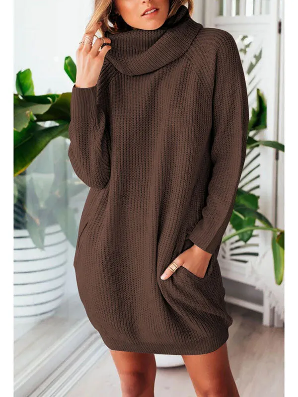 Pinkqueen Oversized Sweater Dress Long Sleeve Turtleneck Dress