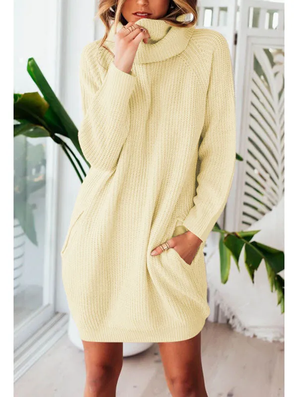 Pinkqueen Oversized Sweater Dress Long Sleeve Turtleneck Dress