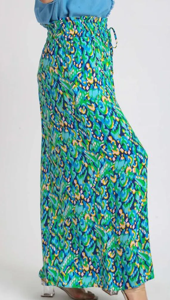 Plus Printed Wide Leg Pant in Mint Blue Mix by Umgee