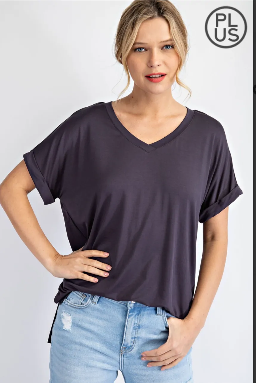 Plus Size Rae Mode Vneck Short Sleeve Top