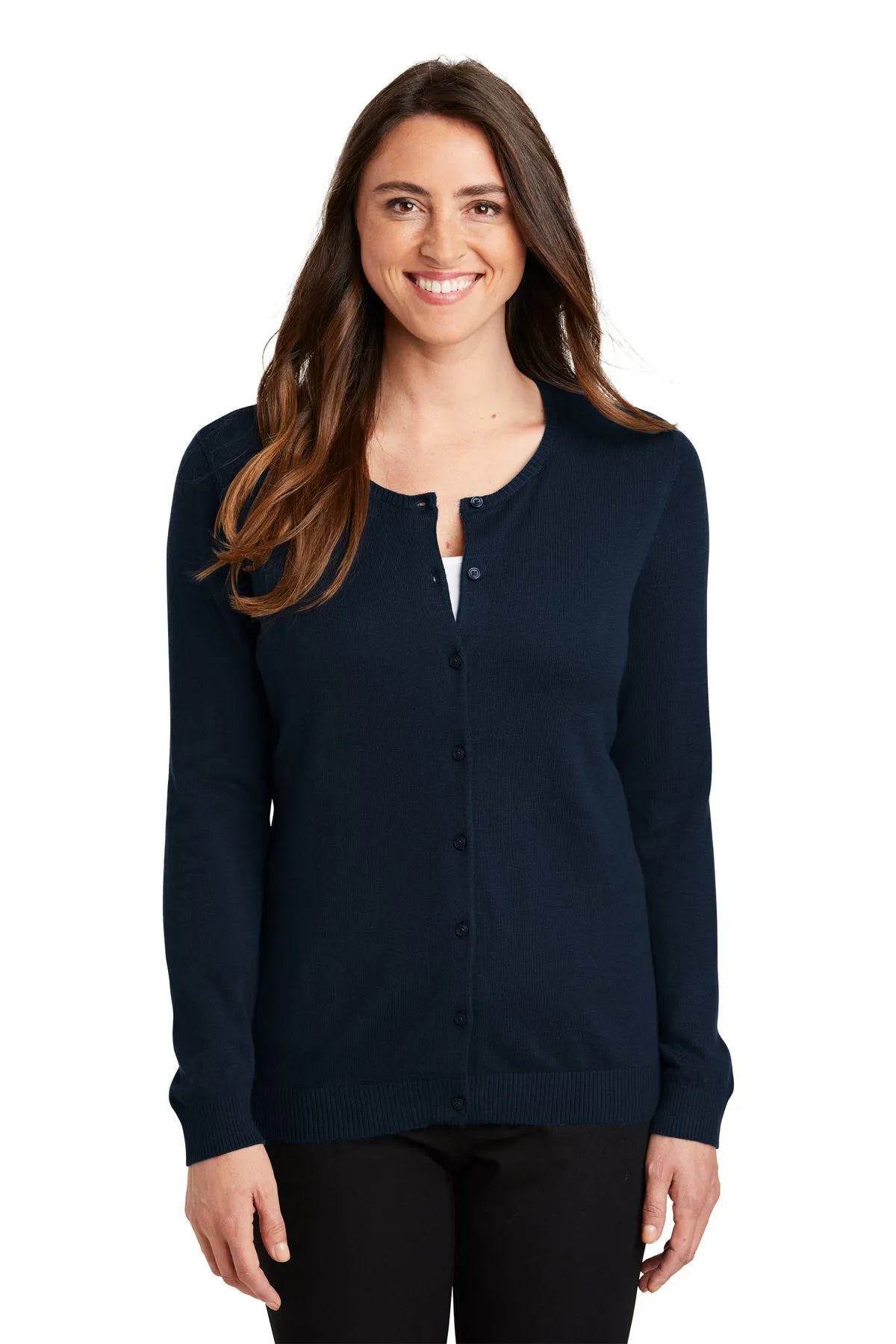 Port Authority Ladies Cardigan Customized Sweaters, Navy