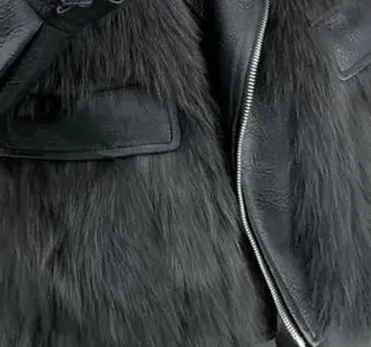 Pre Order:  Faux Fox Fur Belted Cuff Leather Jacket