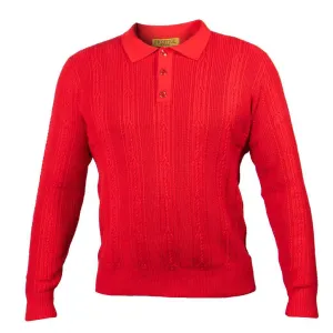 Prestige Polo Cable Sweater FSW-300-RED