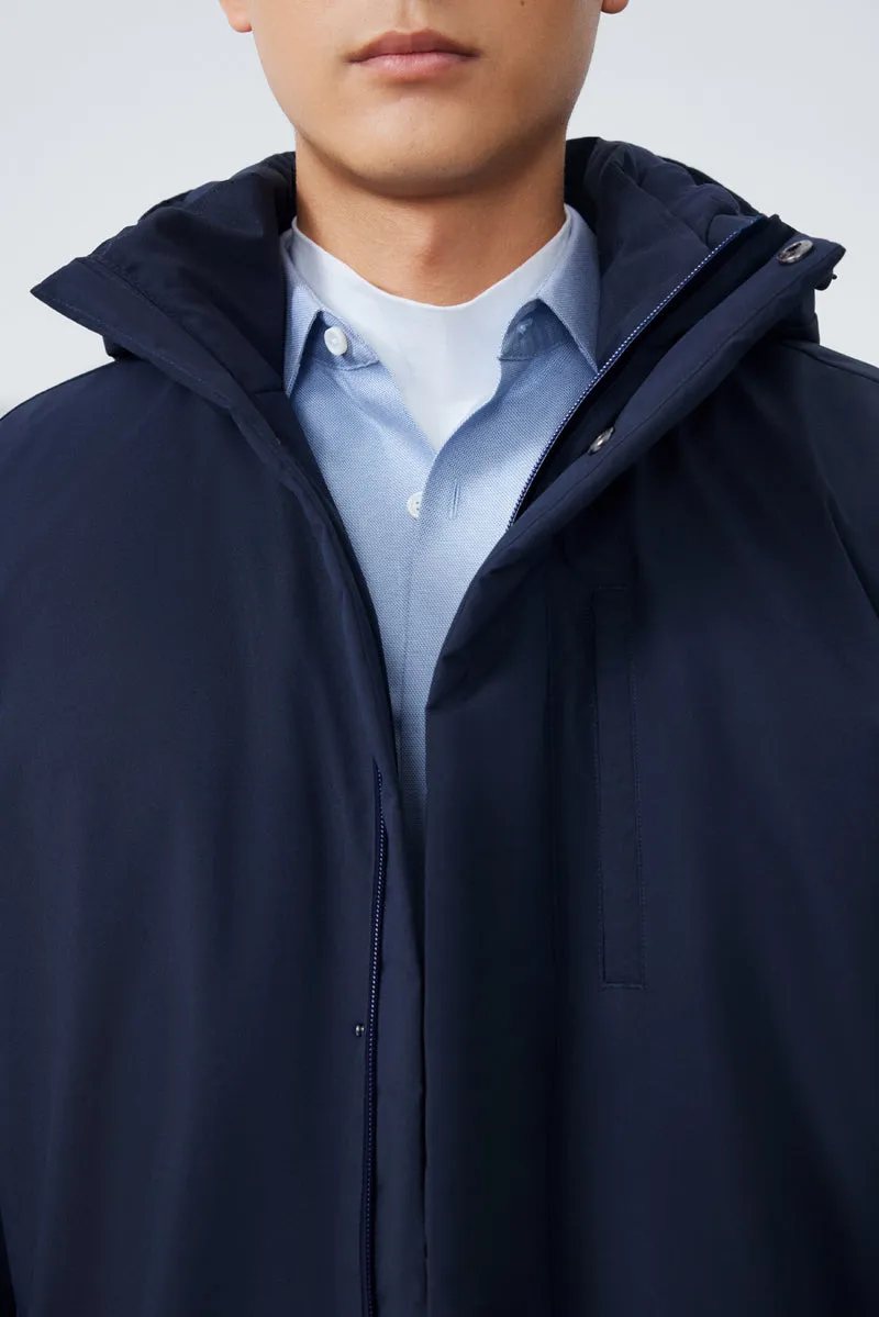 Quilted Down Coat | Navy NYDW01