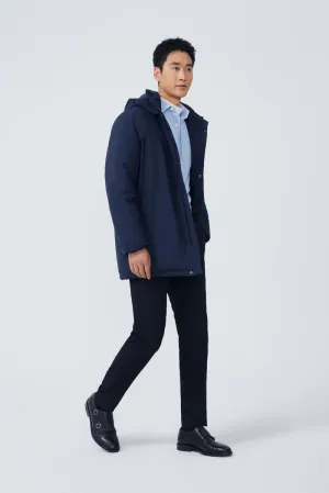 Quilted Down Coat | Navy NYDW01