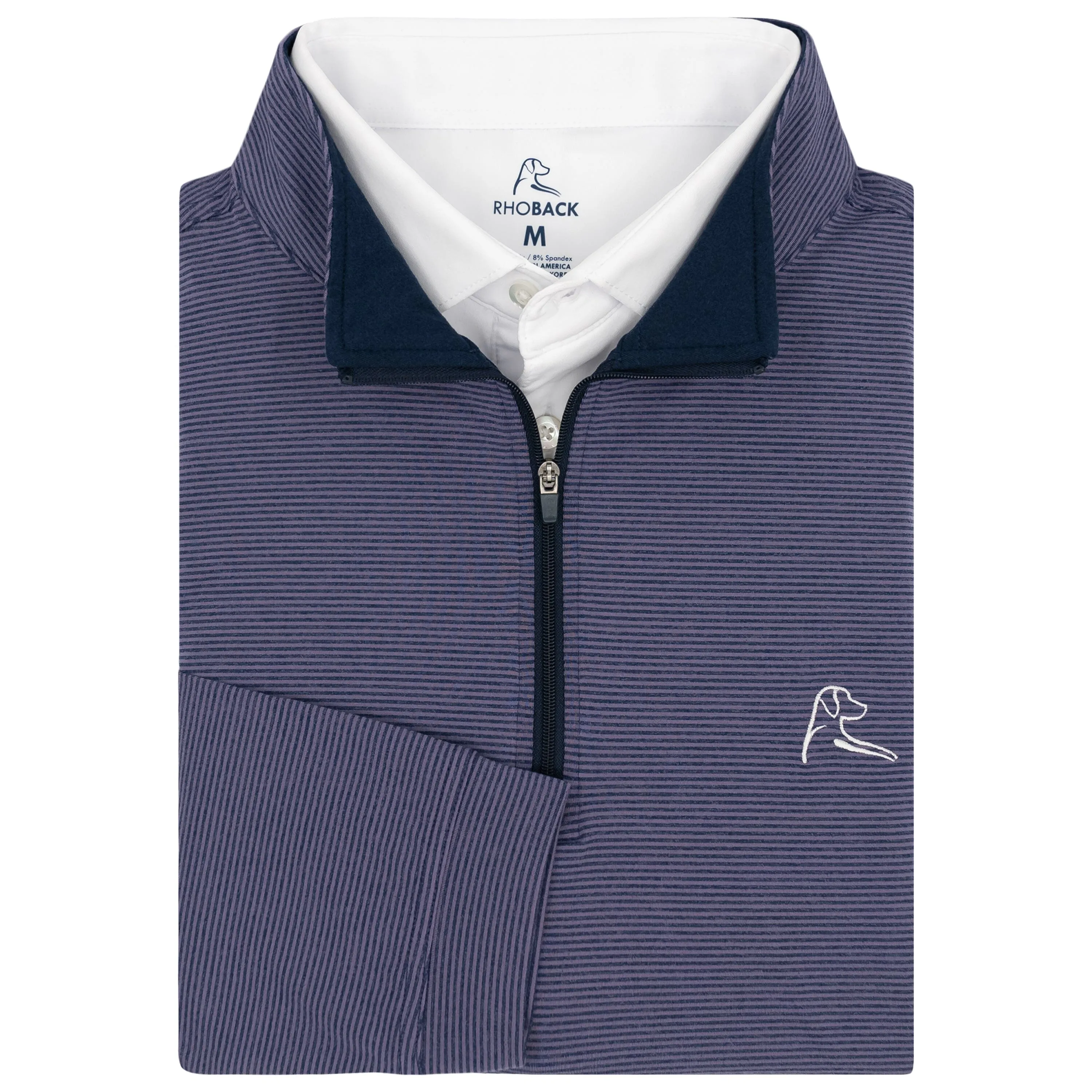 Riva Heather Stripe Performance Q-Zip | The Riva Heather Stripe - Mauve Purple/Fleet Navy