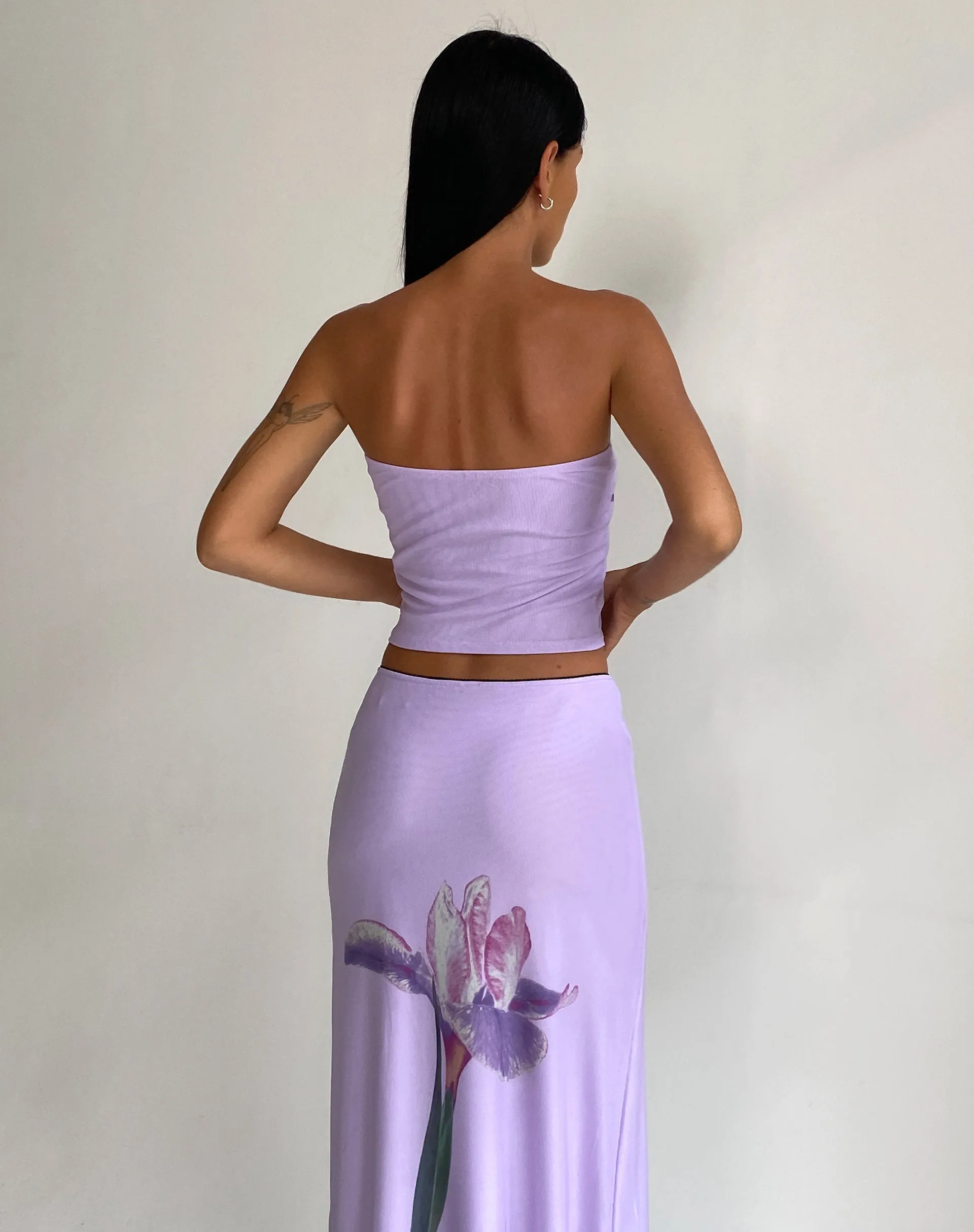 Shae Bandeau Top in Lilac Flower Placement