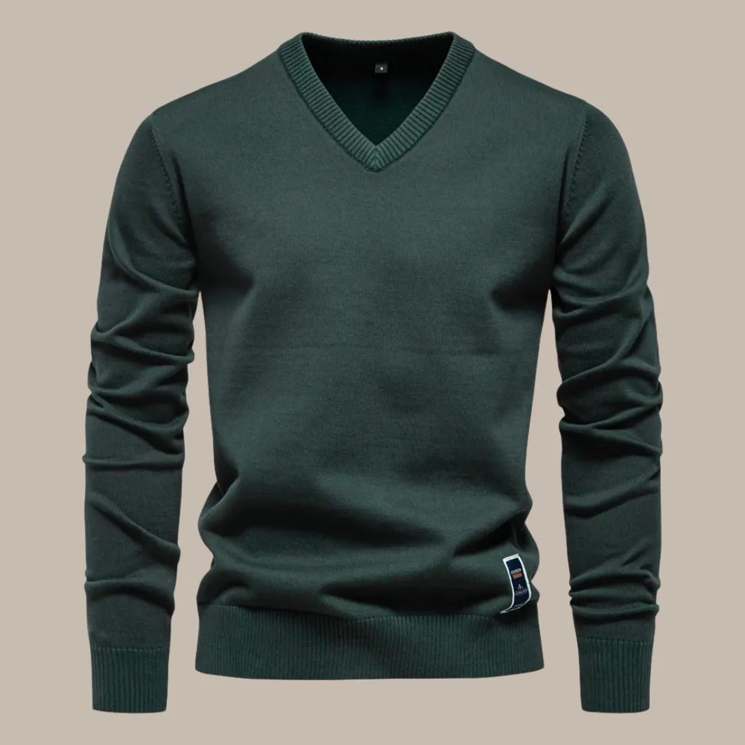 Solid Cotton Pullover Sweaters