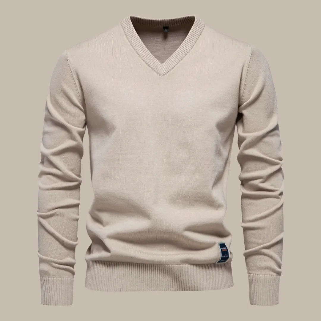 Solid Cotton Pullover Sweaters