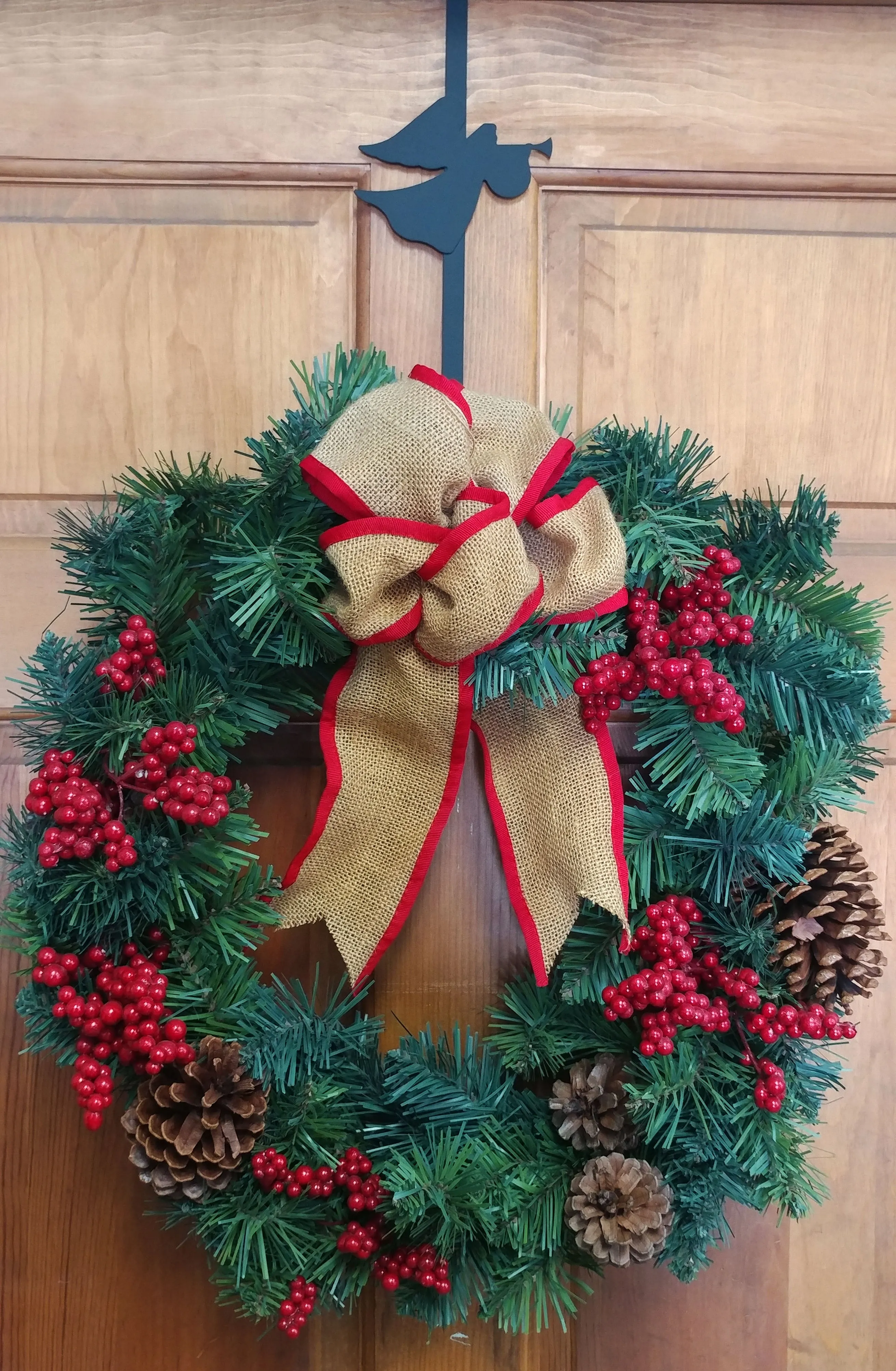 Stylish Silhouetted Wreath Holder - 13" Long, Fits Doors Up to 1 3/4" Thick, Multi-Purpose Decor