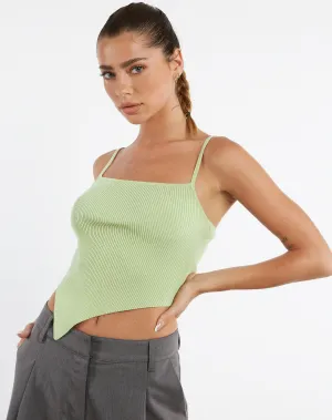 Suhari Top in Rib Knit Pastel Lime