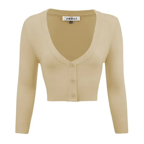 TEEK - Cropped Bolero 3/4 Sleeve Cardigan