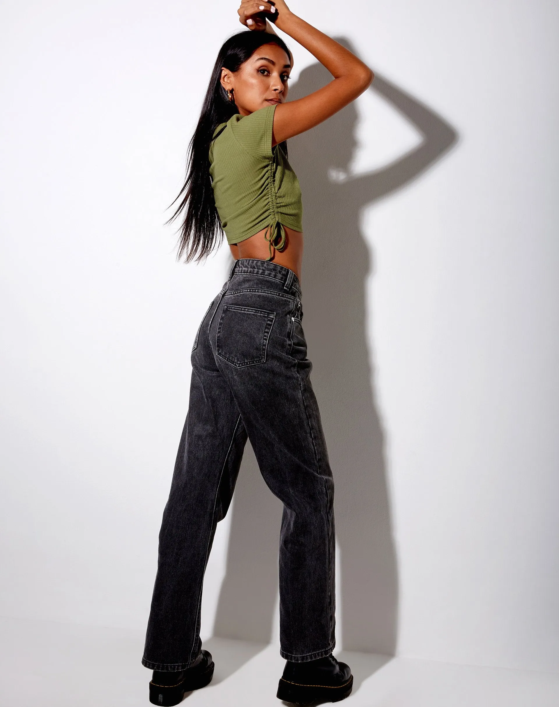 Tiner Crop Top in Rib Olive