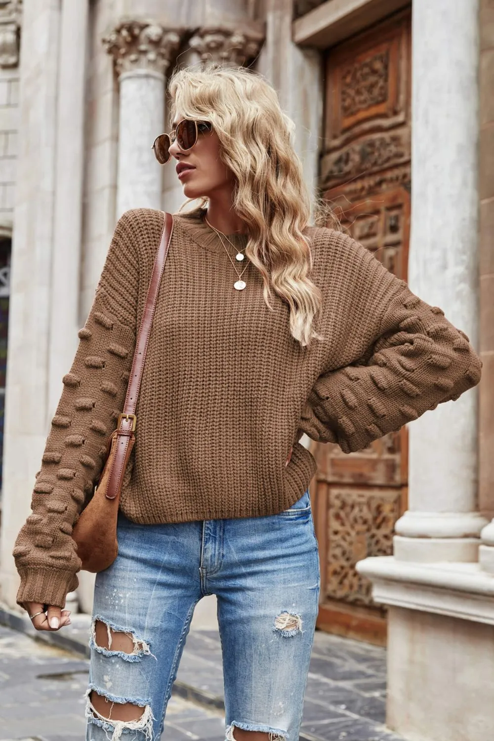 Weekend Style Rib-Knit Dropped Shoulder Sweater