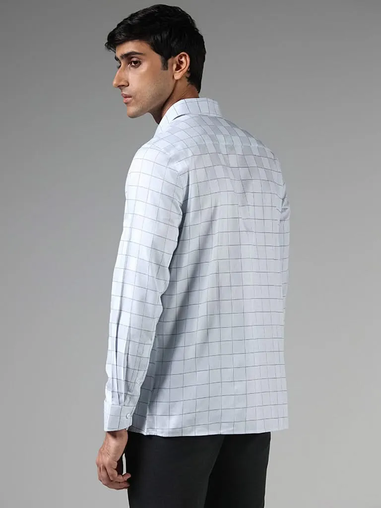 WES Formals White Windowpane Checked Slim-Fit Shirt