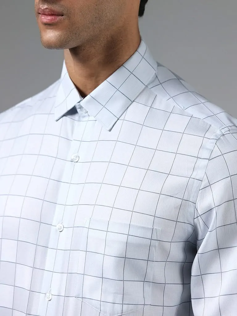 WES Formals White Windowpane Checked Slim-Fit Shirt