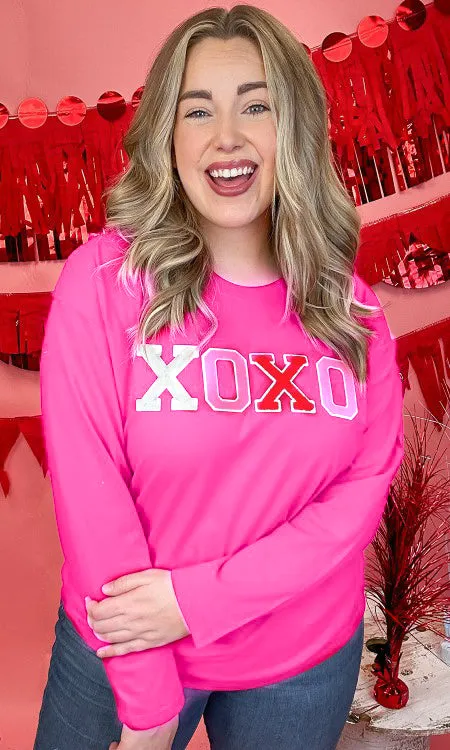 XOXO Boyfriend Long Sleeve Chenille Tee